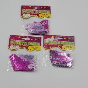 Heather Name Confetti Personalized Foil Pink Silver 3 Packs Kalan Party Supplies